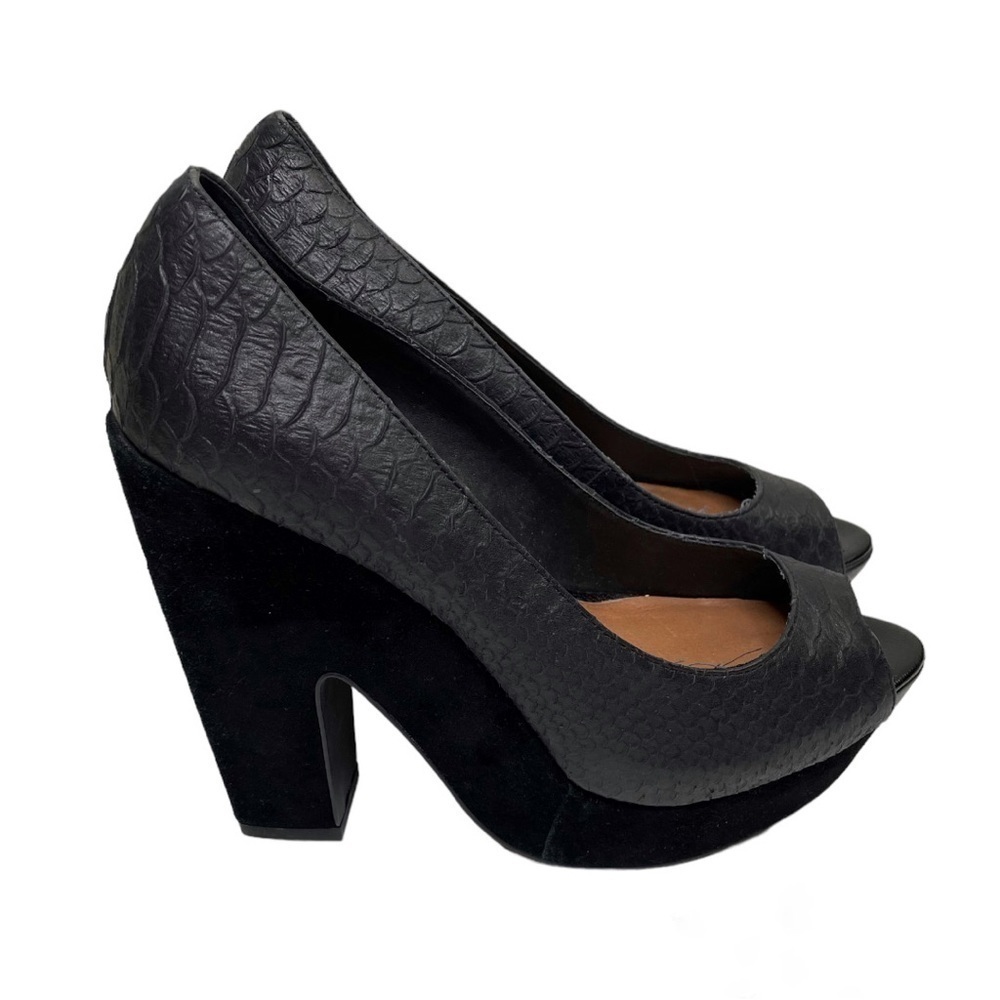 STEVEN BY STEVE MADDEN Noizey Leather Peep Toe Chunky Heels size 9 - Picture 5 of 10